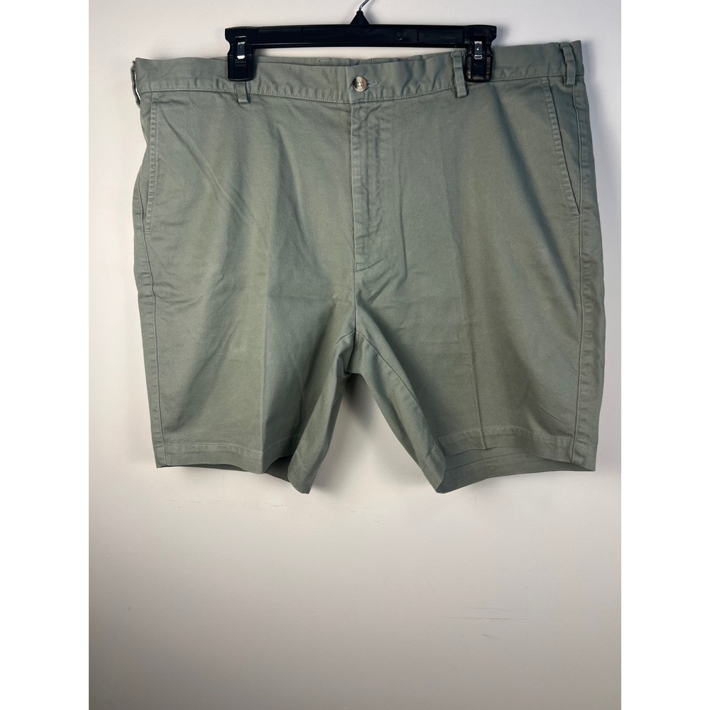 Peter Millar Mens Size 40 Flat Front Chino‎ Shorts Olive Khaki Casual Cotton